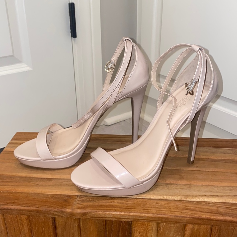 Nude strappy heels